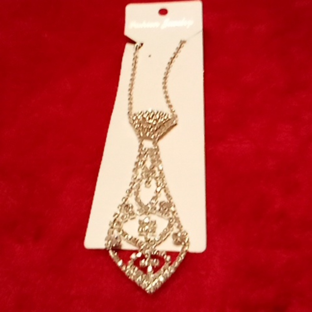 Silver diamond tie necklace